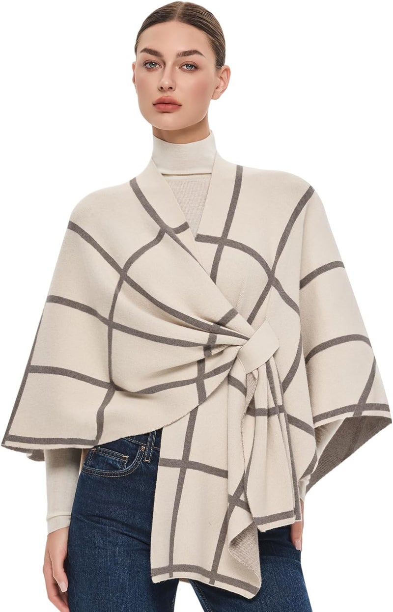 Puli Women's Elegant Shawl Wraps Soft Open Front Poncho Sweater for Spring Fall Winter - Image 1